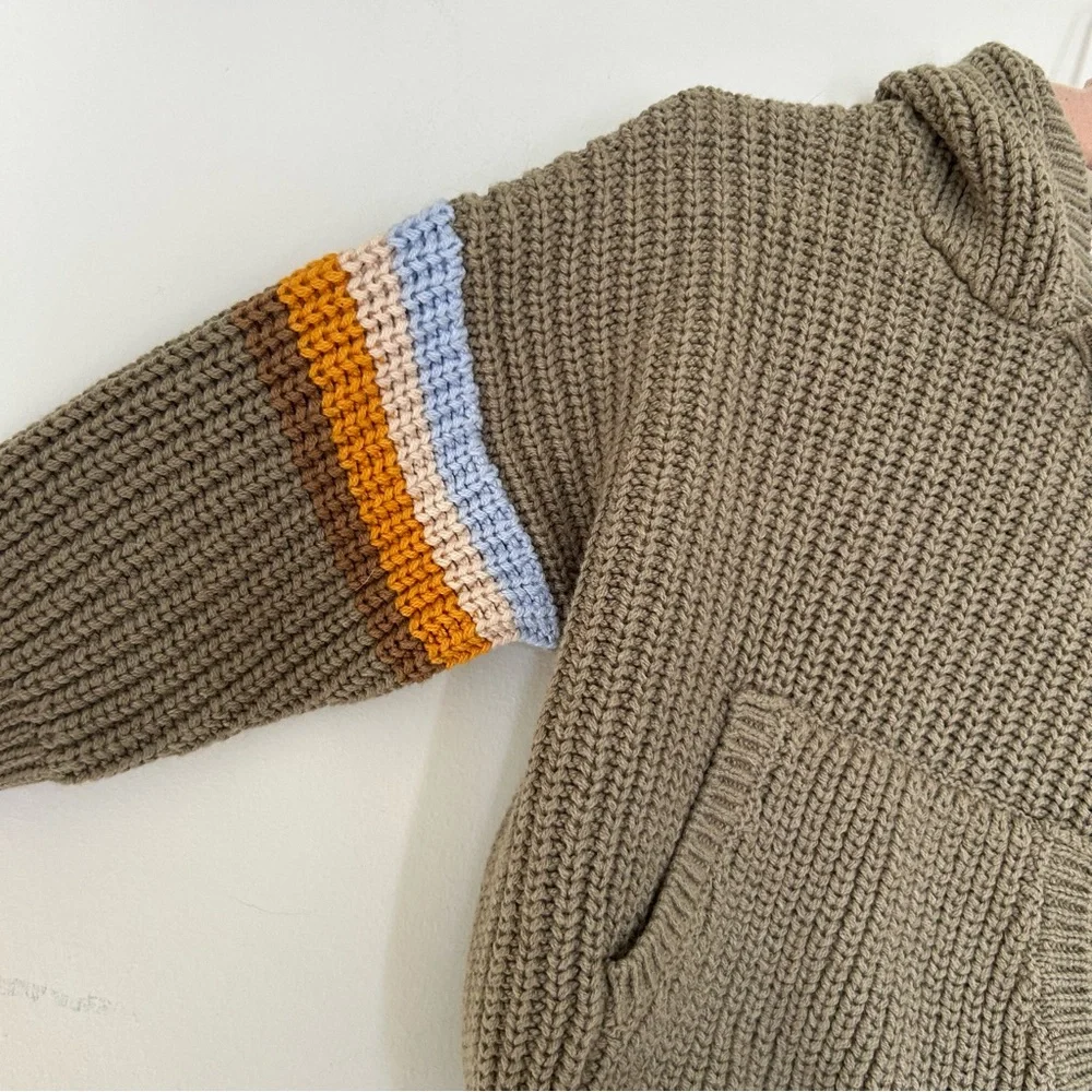 7 AM Enfant‎ Hooded Boxy Sweater Chunky Size 12-18 Months